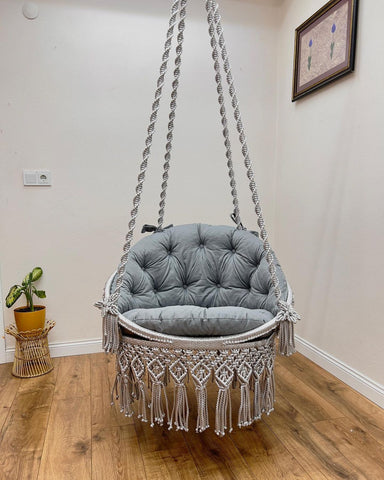 Handmade Hanging Macrame Swing Chair | Garden Hammock Chair | Bohemian Outdoor & Indoor Decor