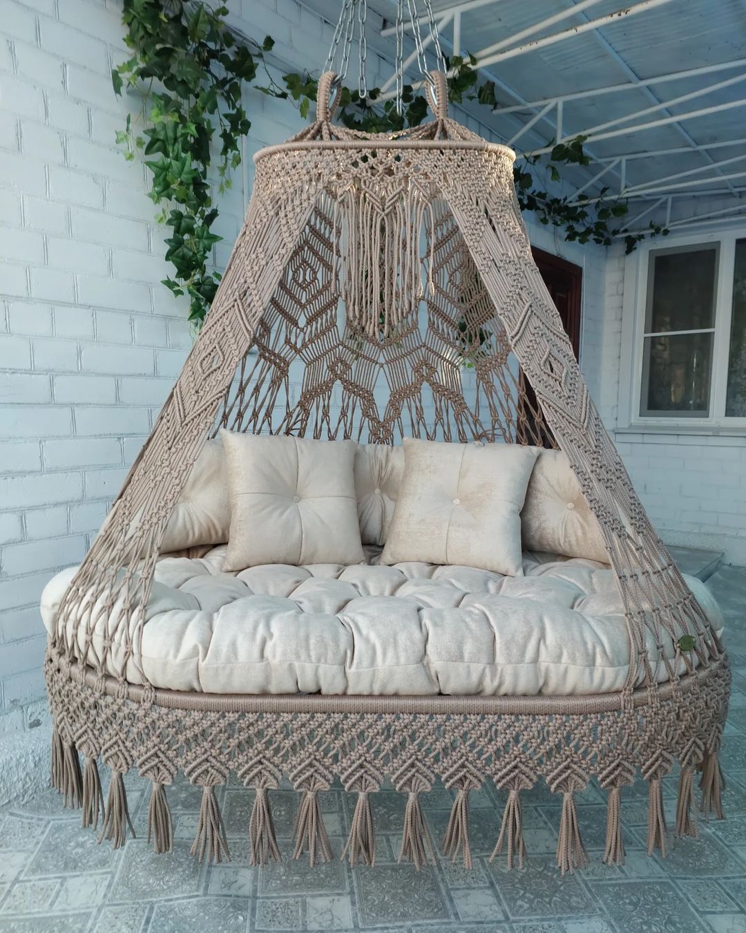 Handmade Macrame Swing Chair, Hanging Chair, Indoor and Outdoor Swing