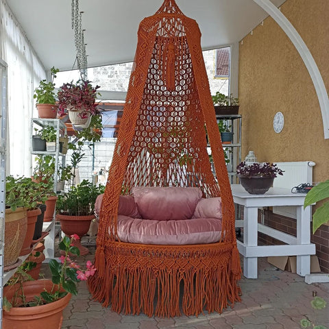 Swing Bohemian Macrame Swing Chair, Hanging Hammock Swing Chair