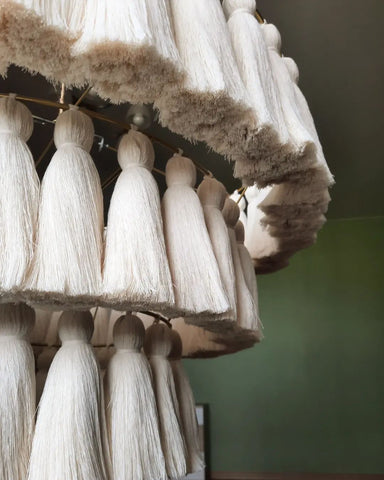 Fringe Chandelier, Cotton Pendant Light, Fringe Light Fixture, Tassel Lamp Shade, Nursery Lighting