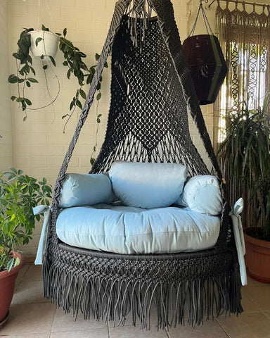 Sky Bohemian Macrame Swing Chair, Hanging Hammock Swing Chair