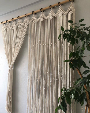 Cotton Wall Curtain, Macrame Curtain, Boho Macrame Wall Curtain Wall Hanging