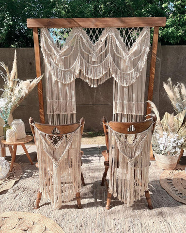 Handmade Beautiful Macrame Large Curtain Bohemian Decoration Wall Arch Backdrop Wedding Wall Hanging With Chair Covers