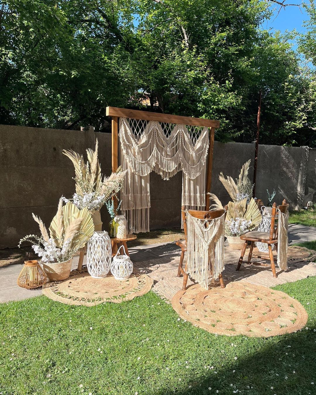 Handmade Beautiful Macrame Large Curtain Bohemian Decoration Wall Arch Backdrop Wedding Wall Hanging With Chair Covers