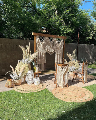 Handmade Beautiful Macrame Large Curtain Bohemian Decoration Wall Arch Backdrop Wedding Wall Hanging With Chair Covers