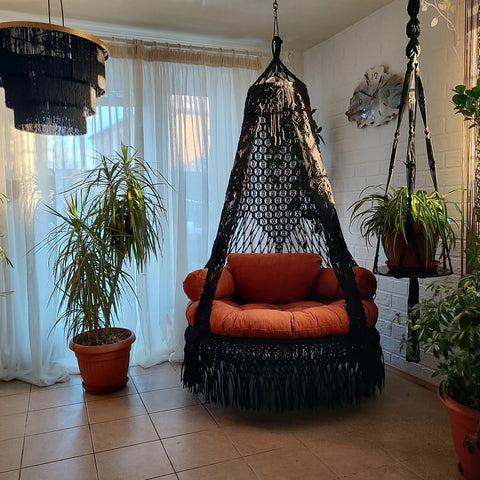 Bohemian Macrame Swing Chair, Hanging Hammock Swing Chair