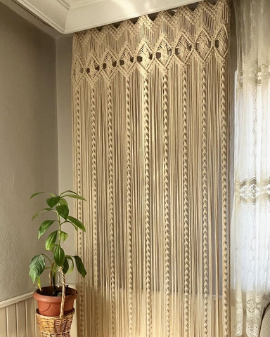 Hanging Macrame Curtain, Boho Macrame Wall Curtain Wall Hanging