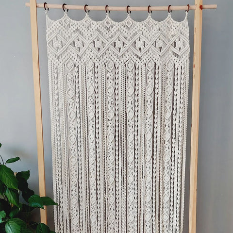 Handmade Macrame Bohemian Curtain Drapes, Door Window, Macrame Curtain
