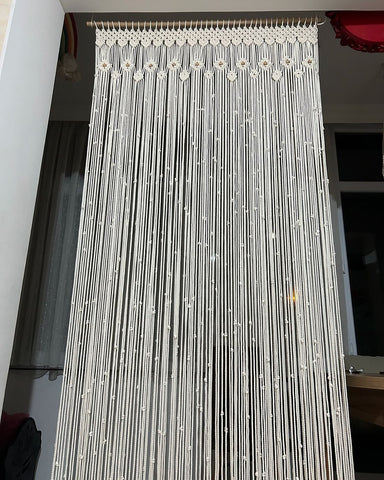 Cotton Handmade Macrame Bohemian Curtain Drapes, Door Window, Macrame Curtain