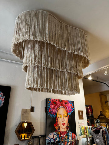 Monumental Artisan Handmade Macramé Chandelier | Large Obakki Inspired Boho Hanging Light