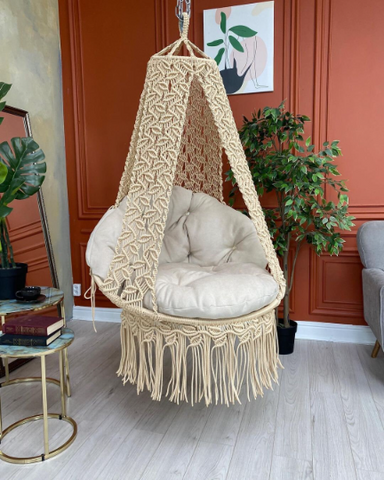 Luxuorious Swing, Macrame Hammock Chair, Macrame Round Swing, Hanging Cotton Macrame Hammock Chair, Macrame Swing Chair
