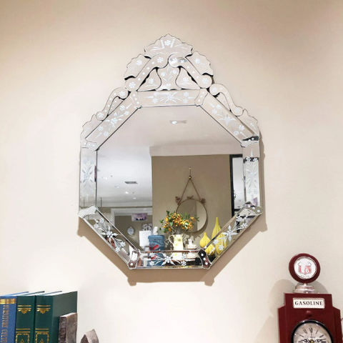 Mirror Wall Glass Mounted Squared Venetian Mirror Decor